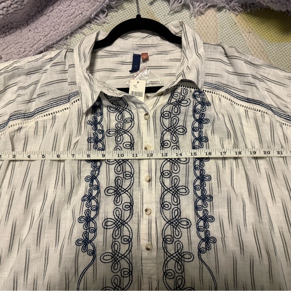 NWT Anthropologie x Pilcro Embroidered Surf Blouse Top Women's Size XL Oversized - Picture 5 of 6